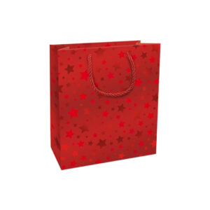 Weihnachts-Geschenktragetasche Sternchen, 21 x 18 x 8 cm, rot
