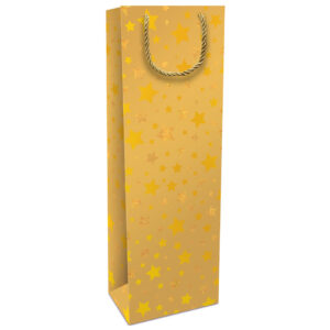 Weihnachts-Flaschentragetasche Sternchen, 36 x 12 x 8 cm, gold