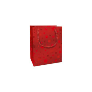 Weihnachts-Geschenktragetasche Sternchen, 15 x 12 x 6 cm, rot
