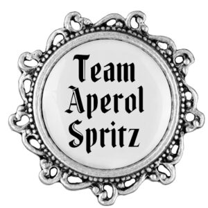 Anstecker 20mm Team Aperol Spritz Klassik verziert, Farbe altsilber