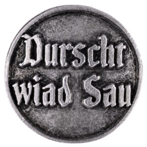 Anstecker 26mm Durscht wiad Sau Farbe altsilber, Tradition