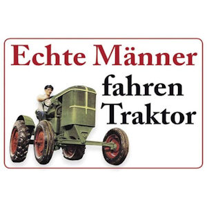 Blechpostkarte Echte Männer Traktor