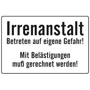 Blechpostkarte Irrenanstalt