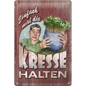 Blechschild Kresse halten
