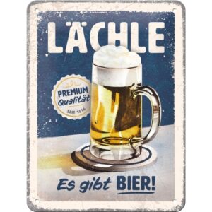 Blechschild Lächle... Es gibt Bier