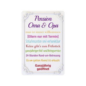 Blechschild Pension Oma & Opa