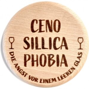 Glasdeckel aus Buche "Phobia" Größe ca. 10cm, Motiv graviert