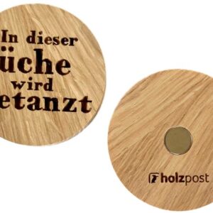 Magnet aus Eiche "Küche" d= 6cm, Motiv graviert