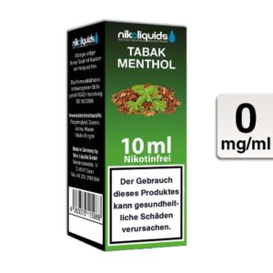 Nikoliquids E-Liquid Tabak Menthol 10ml 0mg Nikotin nikotinfrei