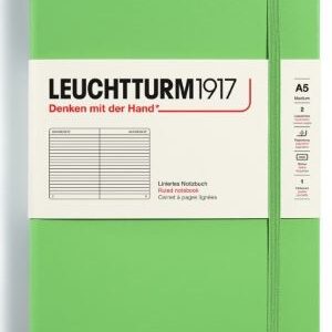 Notizbuch Medium (A5) Hardcover 251 nummerierte Seiten, Salbei, Liniert
