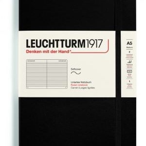 Notizbuch Medium (A5) Softcover 123 nummerierte Seiten, Schwarz, Liniert