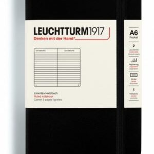 Notizbuch Pocket (A6) Hardcover 187 nummerierte Seiten, Schwarz, Liniert
