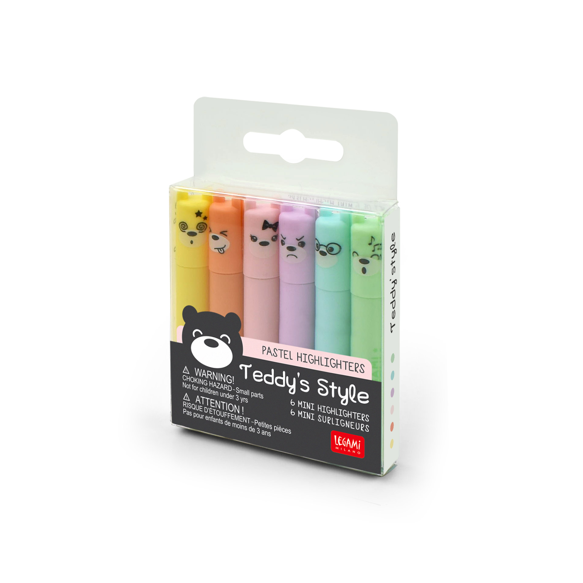 Set aus 6 Mini-Textmarkern Teddy Bär