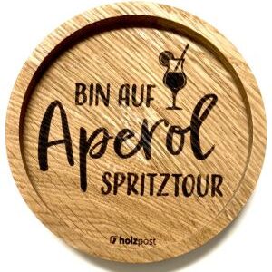 Untersetzer aus Eiche "Aperol Spritztou" graviert & geölt D 11,2cm