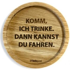 Untersetzer aus Eiche "Fahren" graviert & geölt D 11,2cm