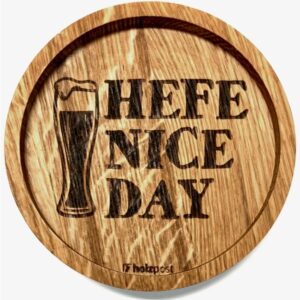 Untersetzer aus Eiche "Hefe nice day" graviert & geölt D 11,2cm