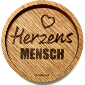 Untersetzer aus Eiche "Herzensmensch" graviert & geölt D 11,2cm