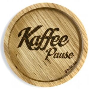 Untersetzer aus Eiche "Kaffee Pause" graviert & geölt D 11,2cm