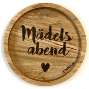 Untersetzer aus Eiche "Mädelsabend" graviert & geölt D 11,2cm
