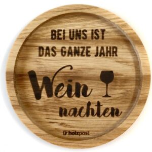 Untersetzer aus Eiche "ganze Jahr" graviert & geölt D 11,2cm