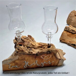Holzwurzel mit 2 Stamperl Zur Hochzeit Zur Hochzeit
